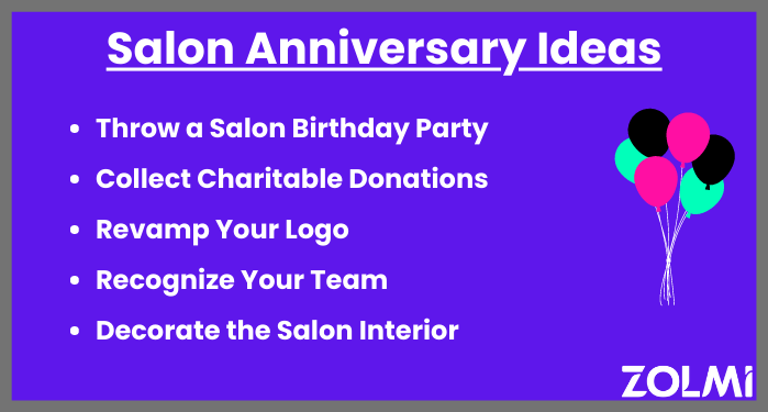 Best salon anniversary ideas