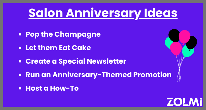 Best salon anniversary ideas
