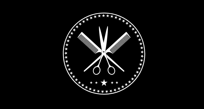 Black and white barber shop logo