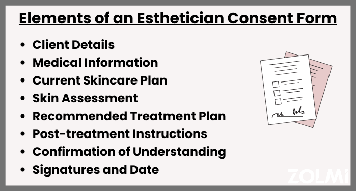 Elements of an esthetician consent form