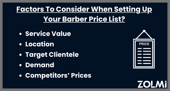 Factors to consider when setting up your barber price list
