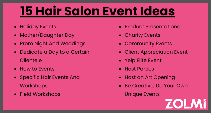Hair salon event ideas