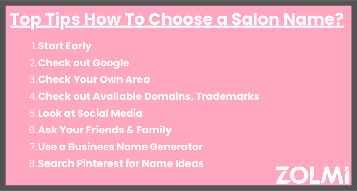 how choose salon name