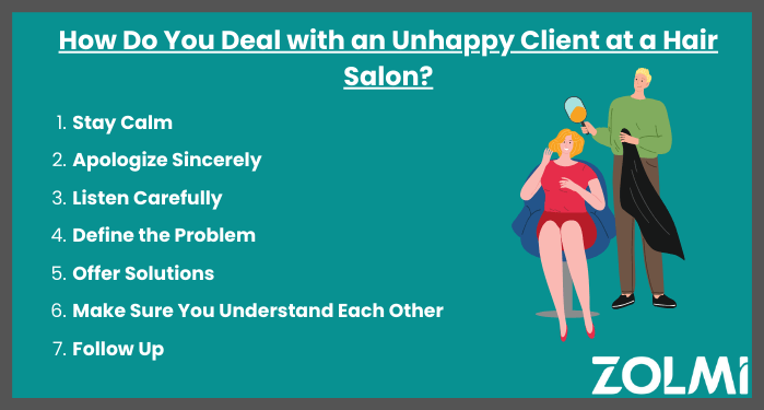 How do you deal with an unhappy client at a salon