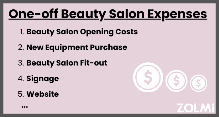 main salon one off cost