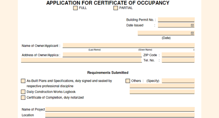 Nail salon certificate of occupancy