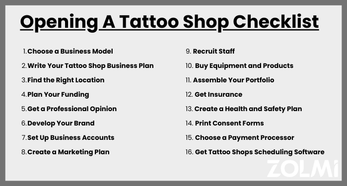 Opening a tattoo shop checklist