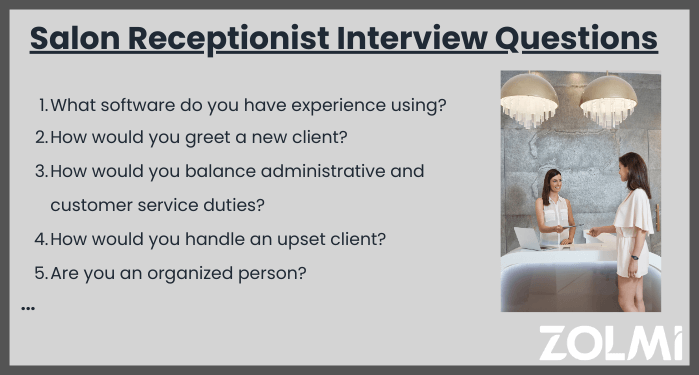 Salon receptionist interview questions