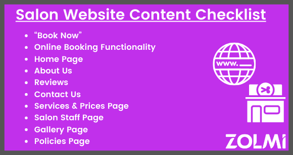 Salon website content checklist