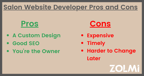 Salon website developer pros and cons