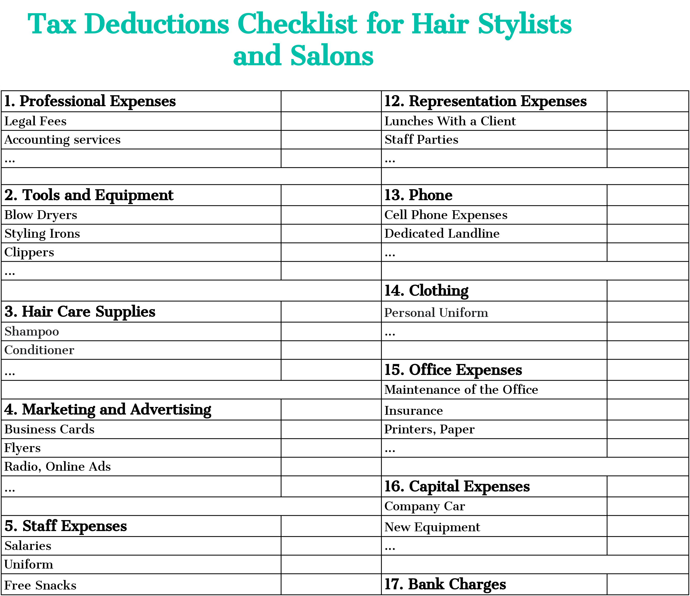 Tax deductions checklist